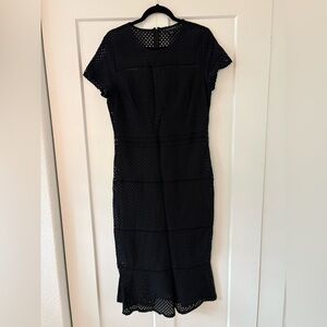 Banana Republic Black Midi Eyelet Dress